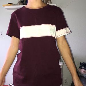 adidas Maroon and White Short Sleeve Tee